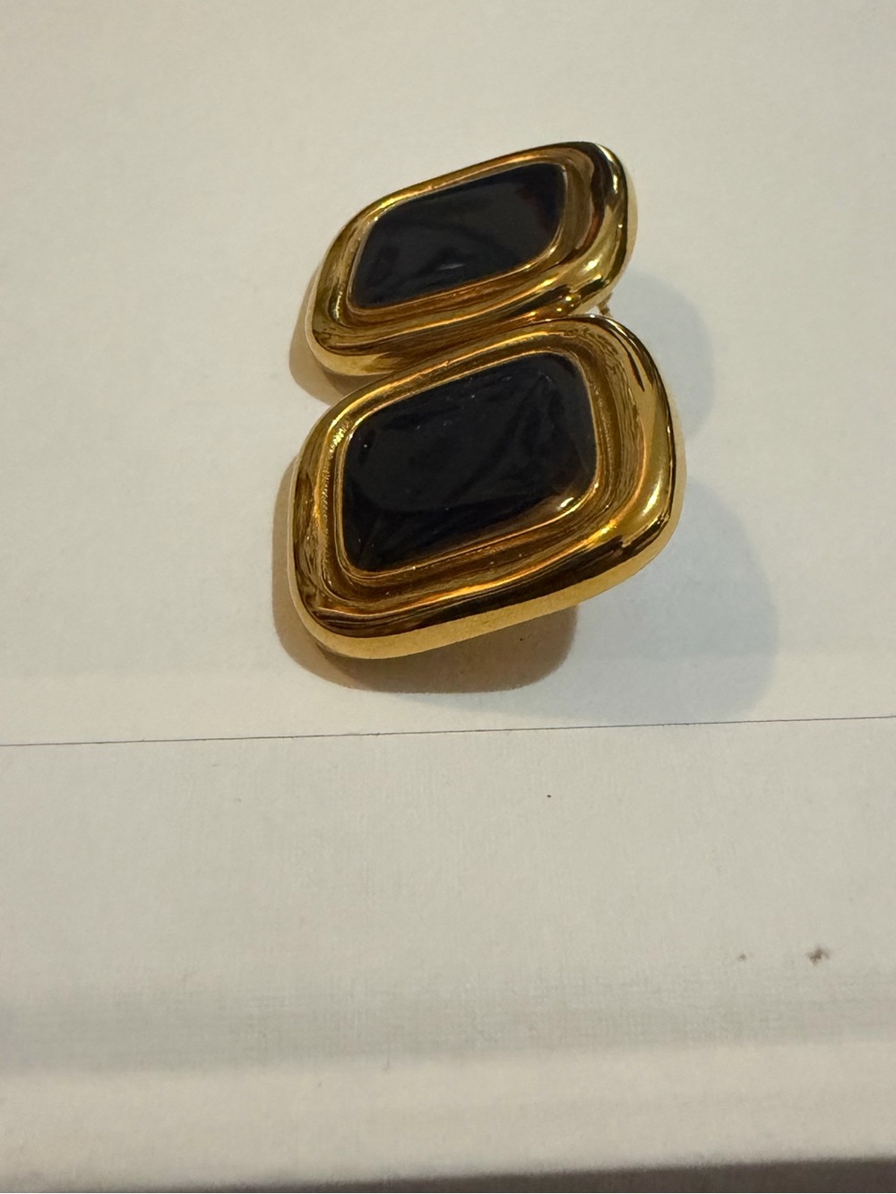 Gold and Black Statement Clip-On Earrings - Women Jewelry - Picture 6 of 8
